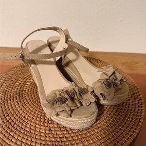 VENUS Tan Floral Wedge Sandals